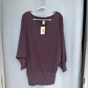 NWT WE THE FREE Cozy Waffle Knit Mauve Pullover Top